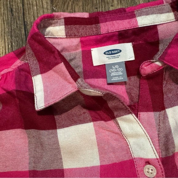 NEW Old Navy Girls Tunic Length Plaid Pink Long Sleeve Shirt Size Large 10/12 - Picture 2 of 5